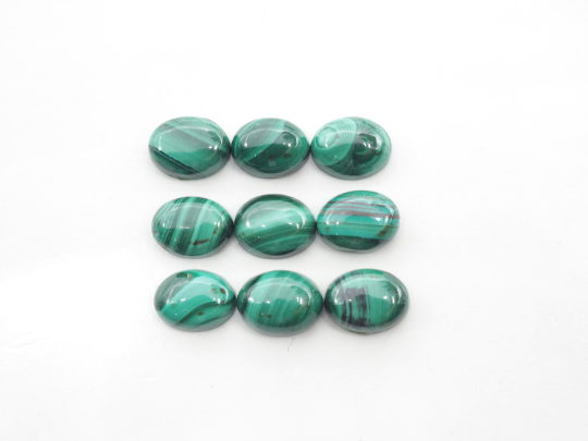 Malachite Oval Cabs 8x6 mm Approximately 14.72 Carat