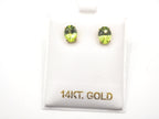 14K Yellow Gold Oval Peridot Stud, Peridot Stud/Earring