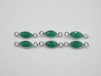 Green Onyx Silver Bezel 7x4 mm, Double Connector, Approximately 7.95 carat (GTG-SBO-1)