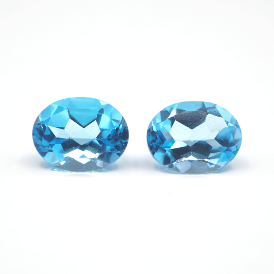 Swiss Blue Topaz Oval Shape 10 x 8 x 3.5 mm & 10 x 8 x 4.5 mm Approximately 6.23 Carat,