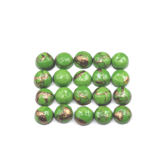 Green Copper Turquoise Cabs Round 4 mm Approximately 4.58 Carat