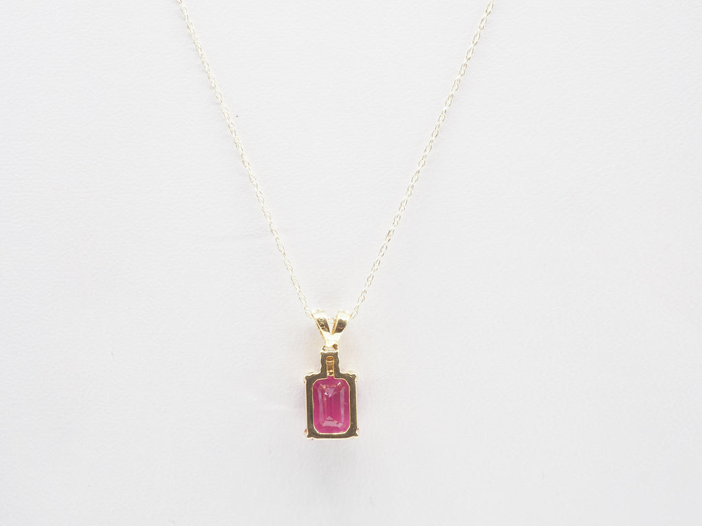 14K Yellow Gold Ruby with Diamond Pendant