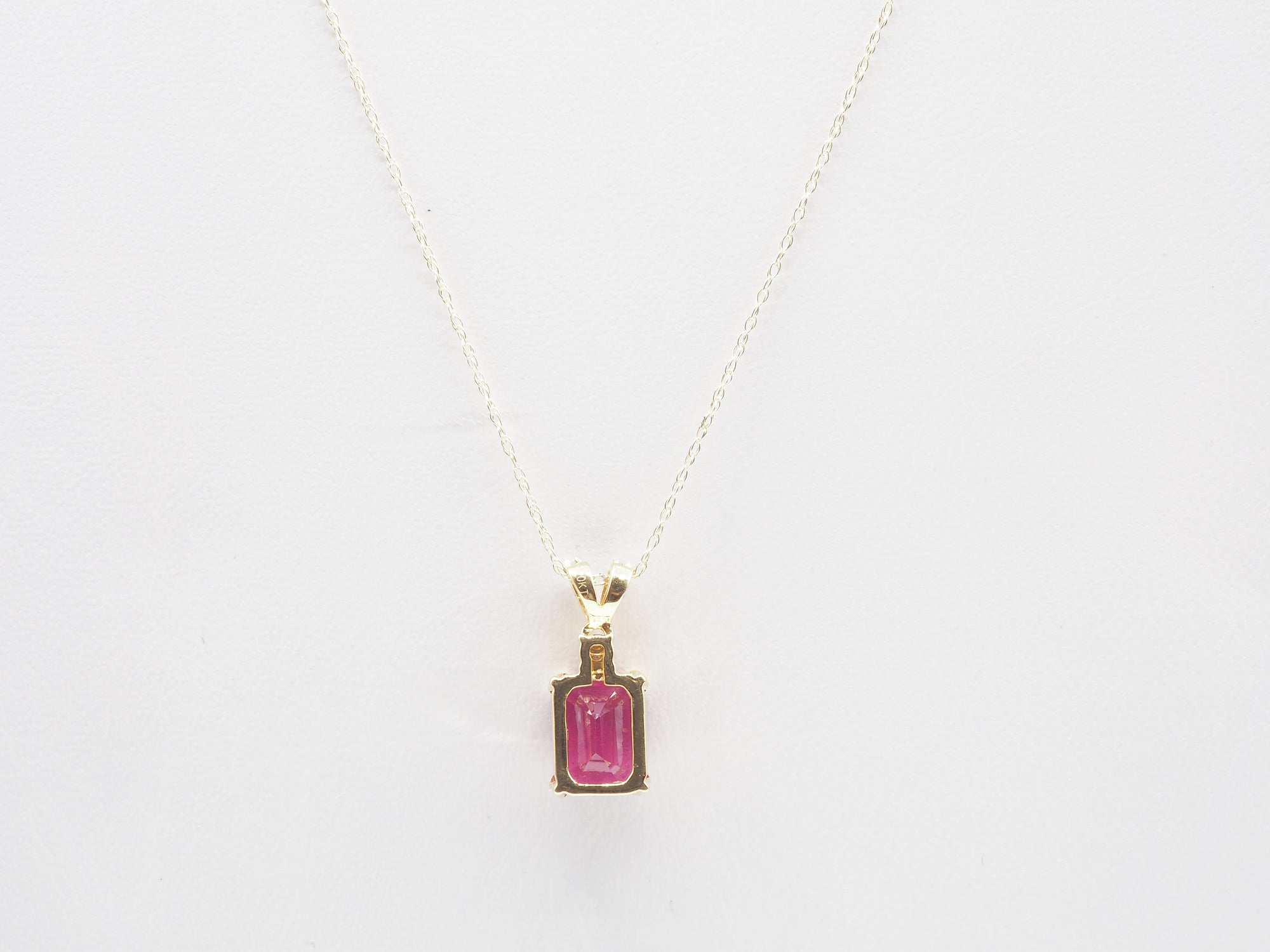 14K Yellow Gold Ruby with Diamond Pendant