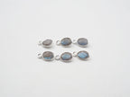 Labradorite Silver Bezel 7x5mm, Single Connector, Labradorite Charm