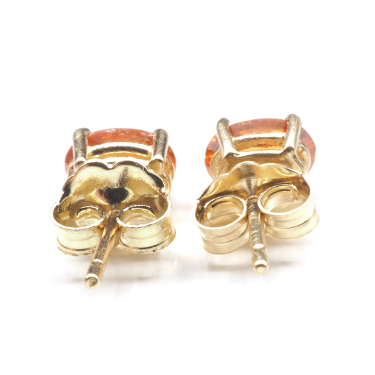 Spessartite Garnet Oval  6x4 mm Stud Earrings in 14K Rose  Gold