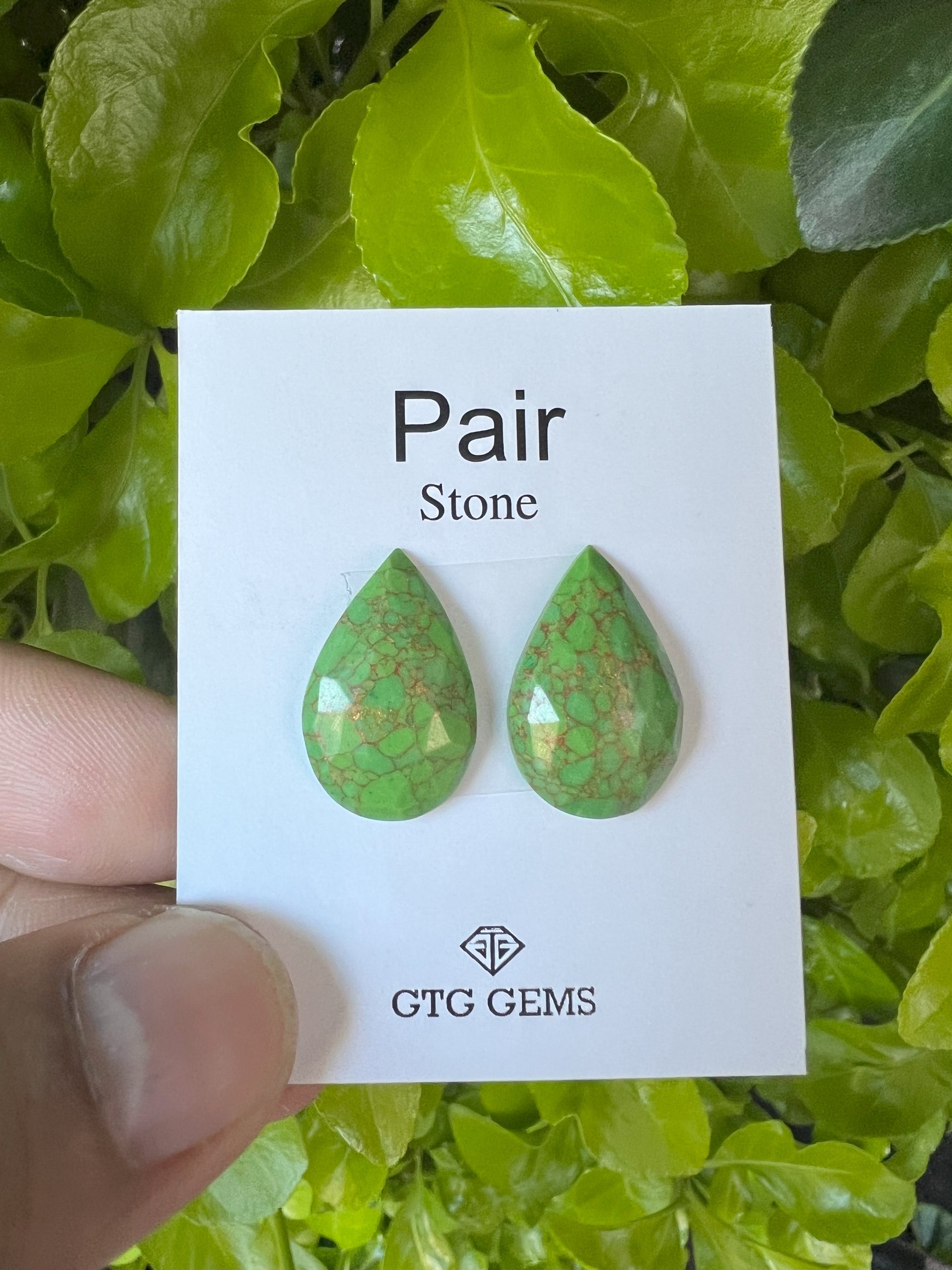 Rose cut Green Copper Turquoise  Matching Pair  Approximately 16 Carat