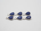 Lapis Silver Bezel 7x5mm , Single Connector, 925 Sterling Silver