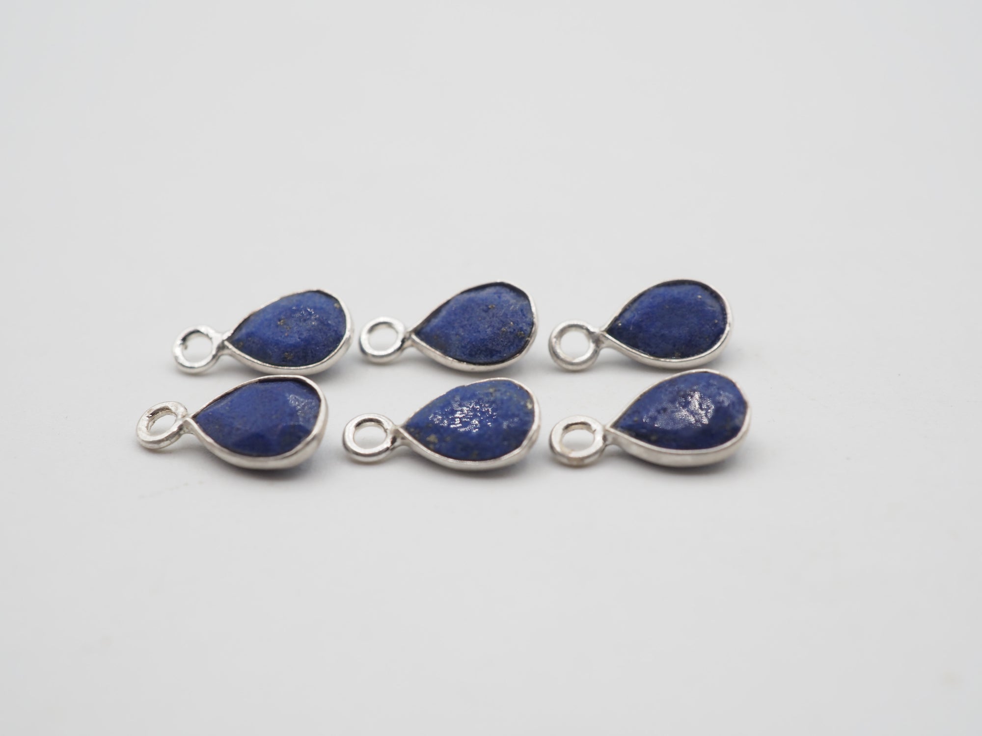 Lapis Silver Bezel 7x5mm , Single Connector, 925 Sterling Silver