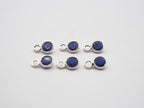 Lapis Silver  Bezel 4mm , Single  Connector, 925 Sterling Silver