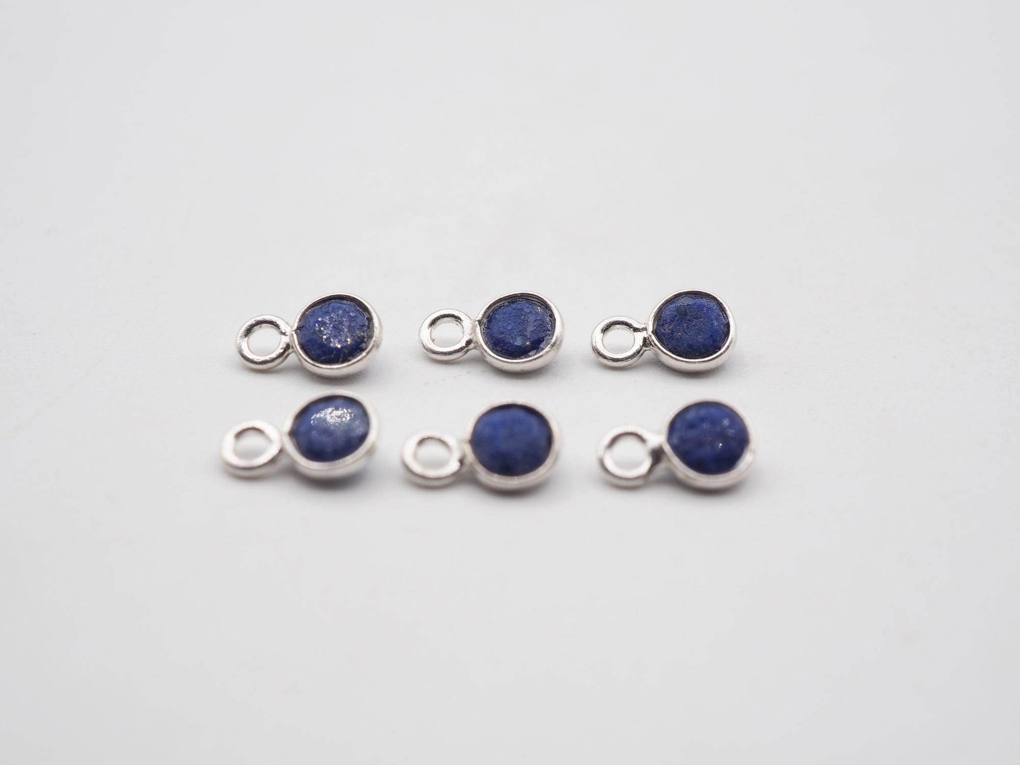 Lapis Silver  Bezel 4mm , Single  Connector, 925 Sterling Silver