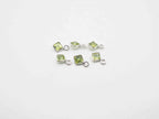 4x4mm Peridot Silver Bezel, Single Connector, Peridot Bezel, Peridot Charm