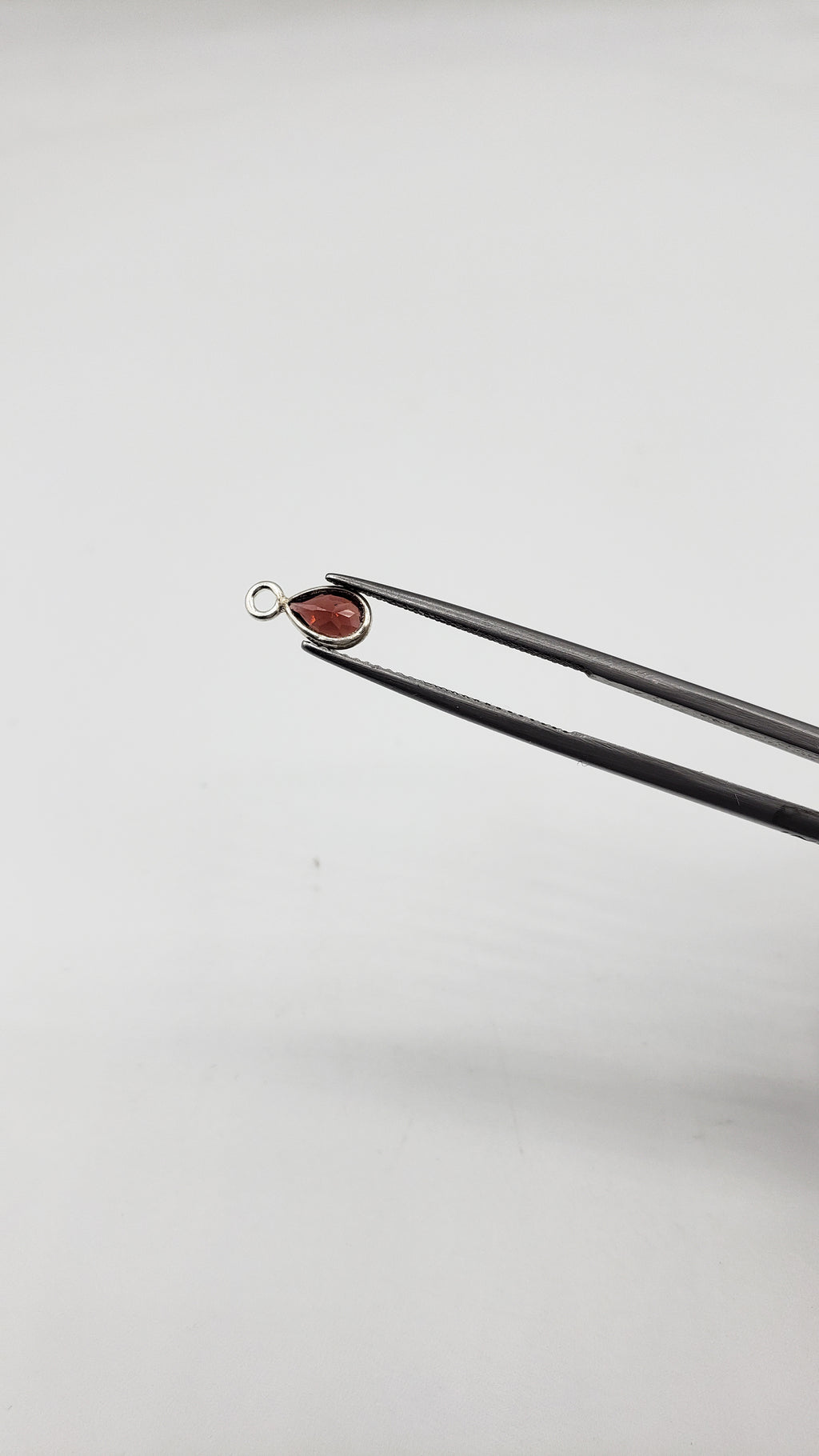 6x4mm Garnet Bezel, Single  Connector, Garnet Bezel, Garnet Charm, 925 Sterling Silver