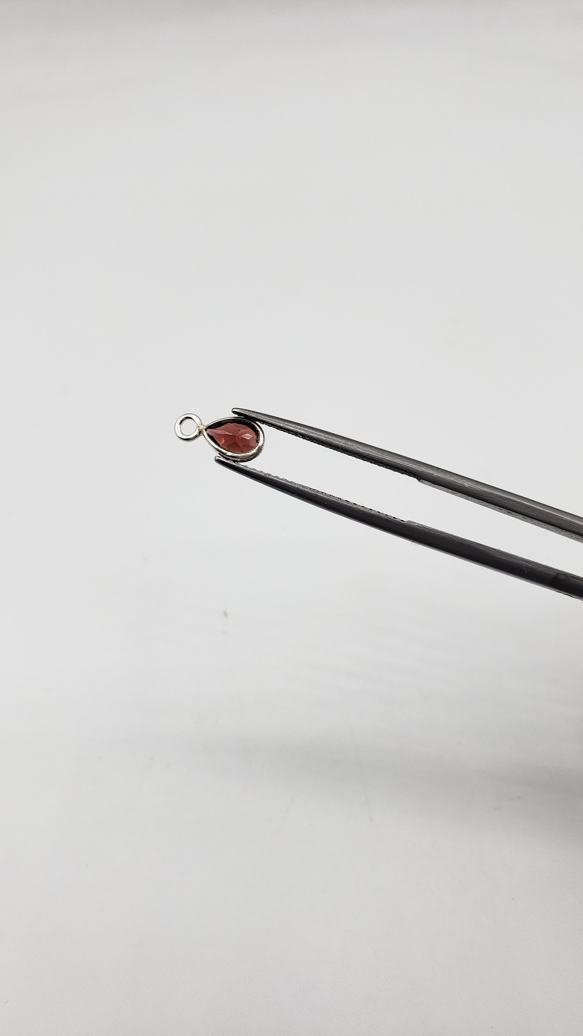 6x4mm Garnet Bezel, Single  Connector, Garnet Bezel, Garnet Charm, 925 Sterling Silver