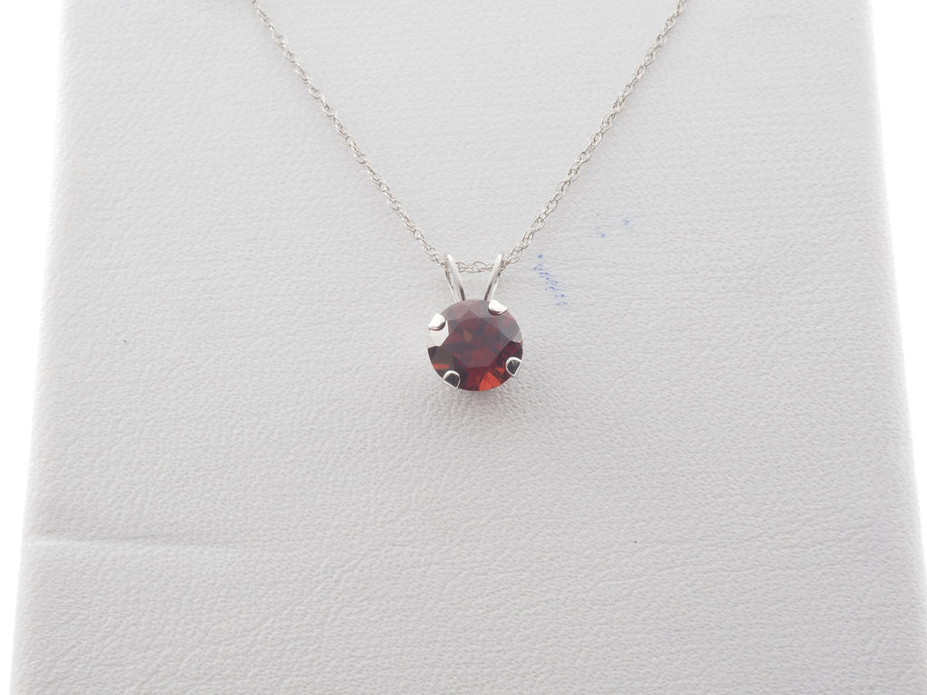 10K White Gold Garnet stud and Pendant