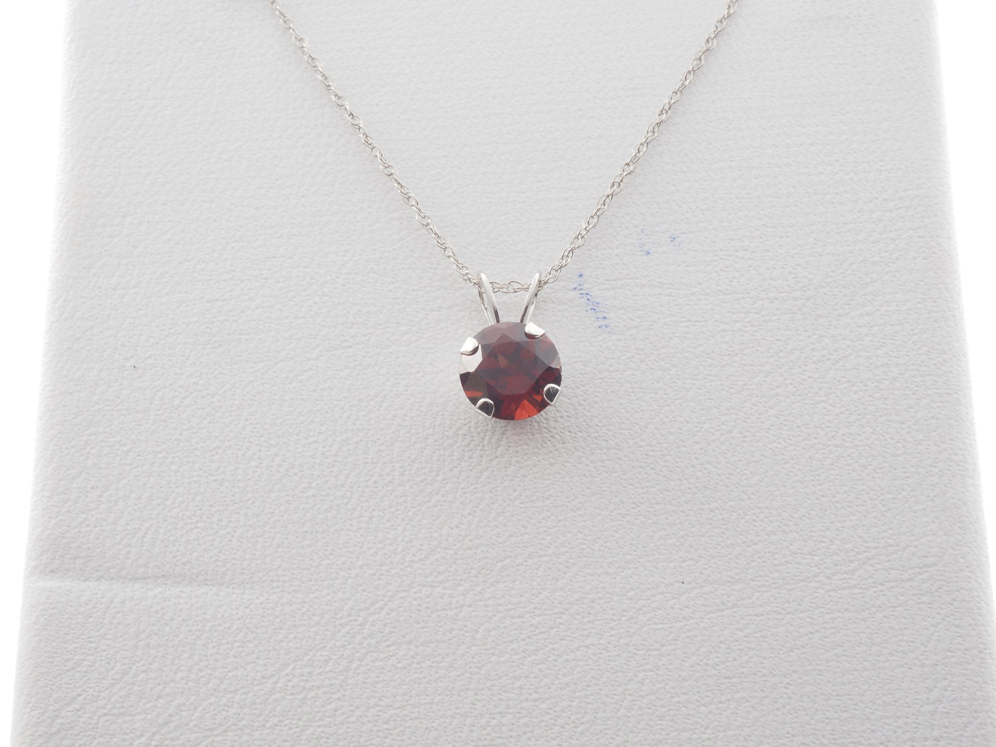 10K White Gold Garnet stud and Pendant