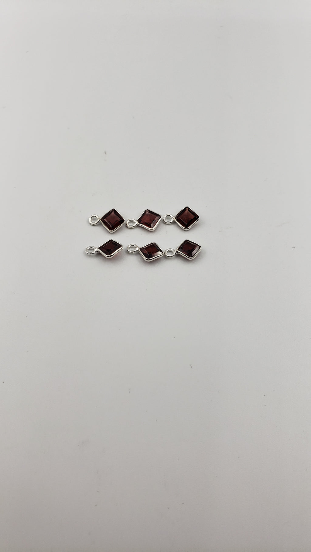 Garnet Bezel Square Shape 5x5mm, Single  Connector, Garnet Bezel, Garnet Charm, 925 Sterling Silver