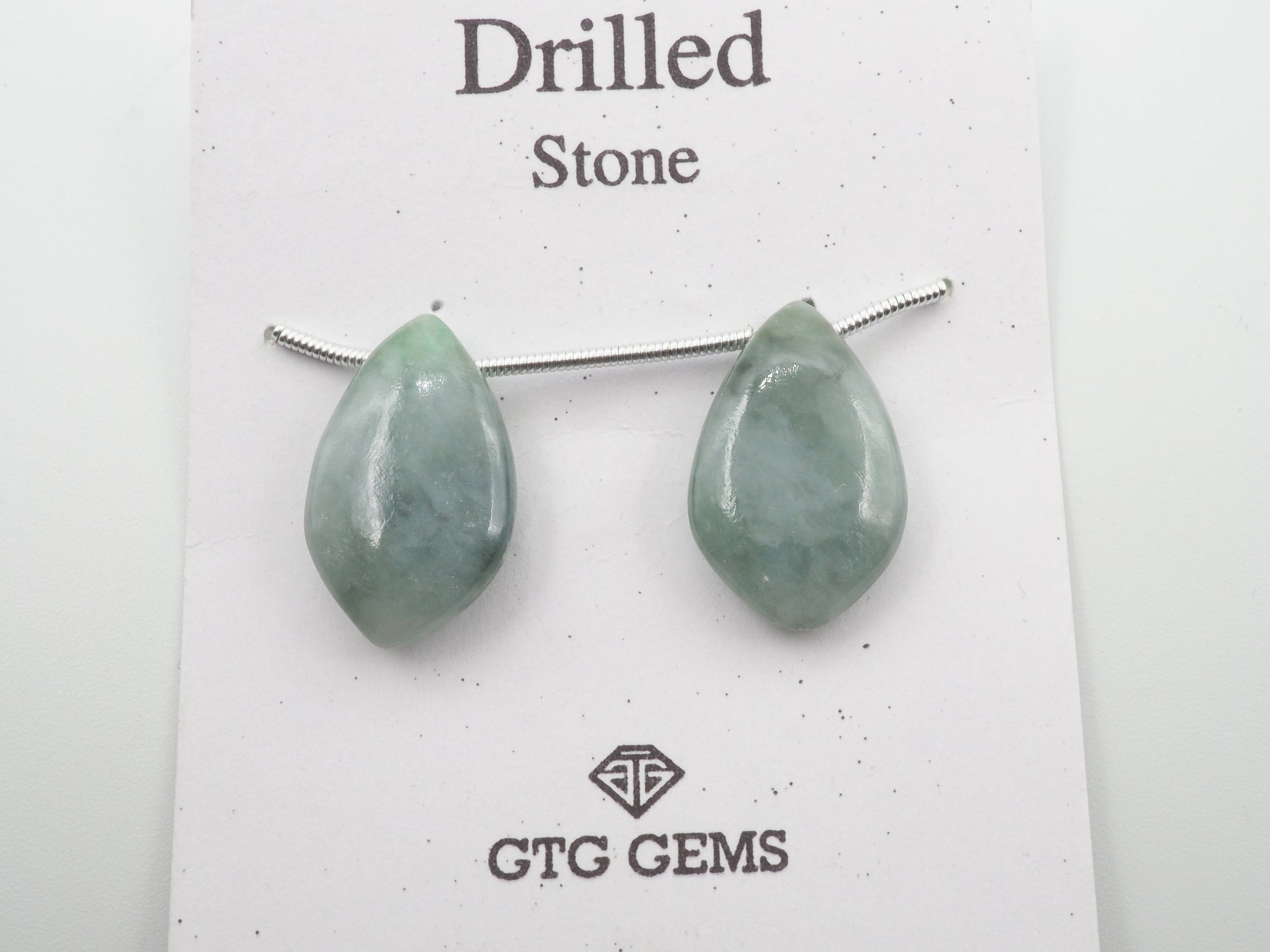 Natural Jade Drilled Matching Pair  Almond Shape 20 x 12 mm |  Smooth Jade
