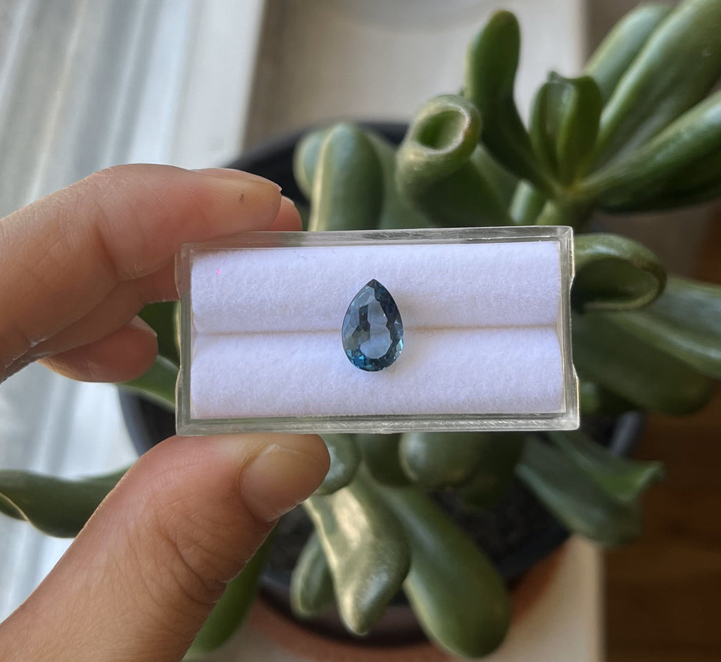 London Blue Topaz Faceted Pear Shape 11x7.5x5.1mm Single piece Approximately 3.2 Carat