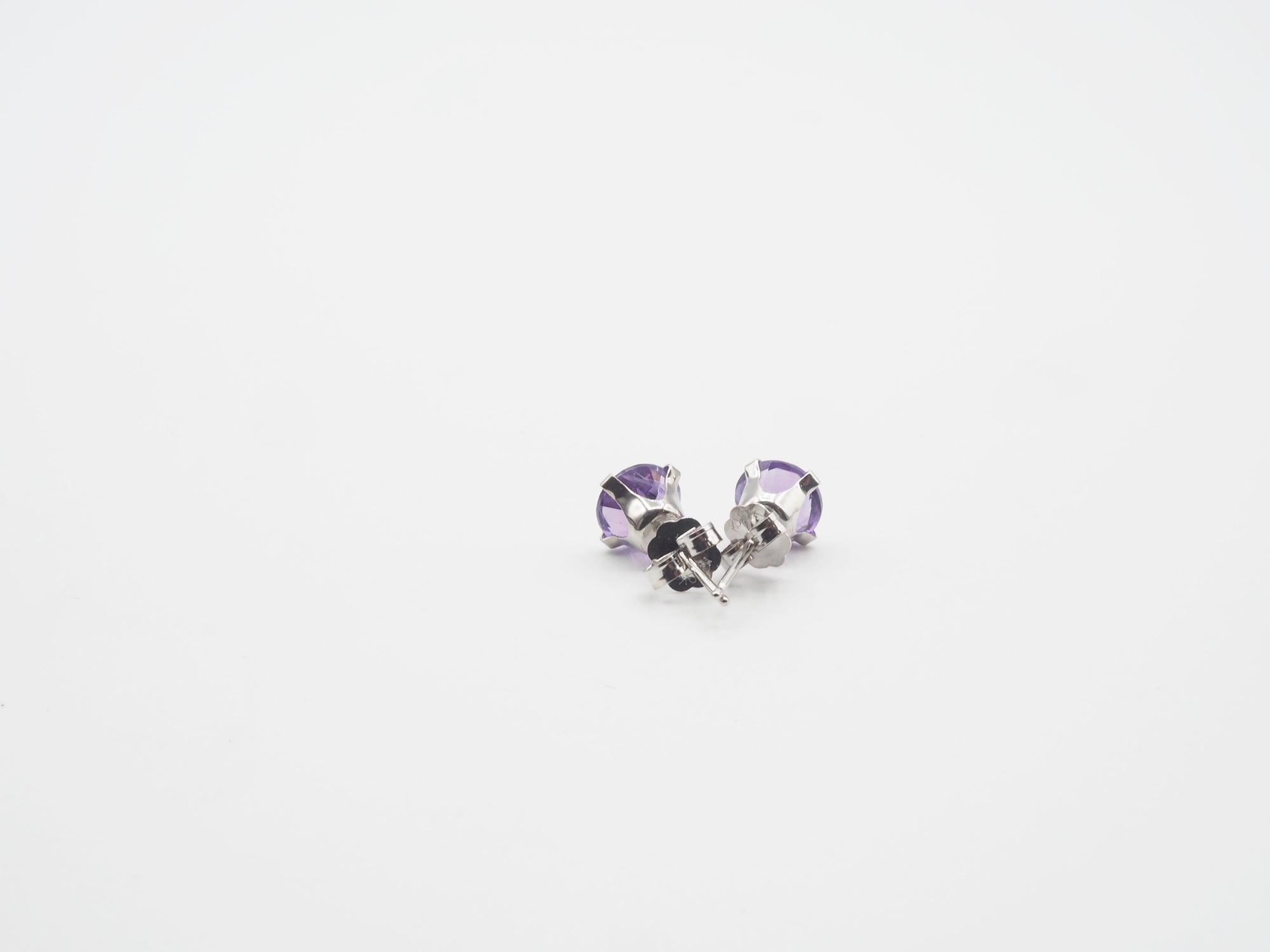 10K White Gold Amethyst Stud and Pendant,