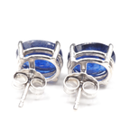 Blue Sapphire Oval 9x7 mm Stud Earrings in 14K White Gold, 4.94  Carat