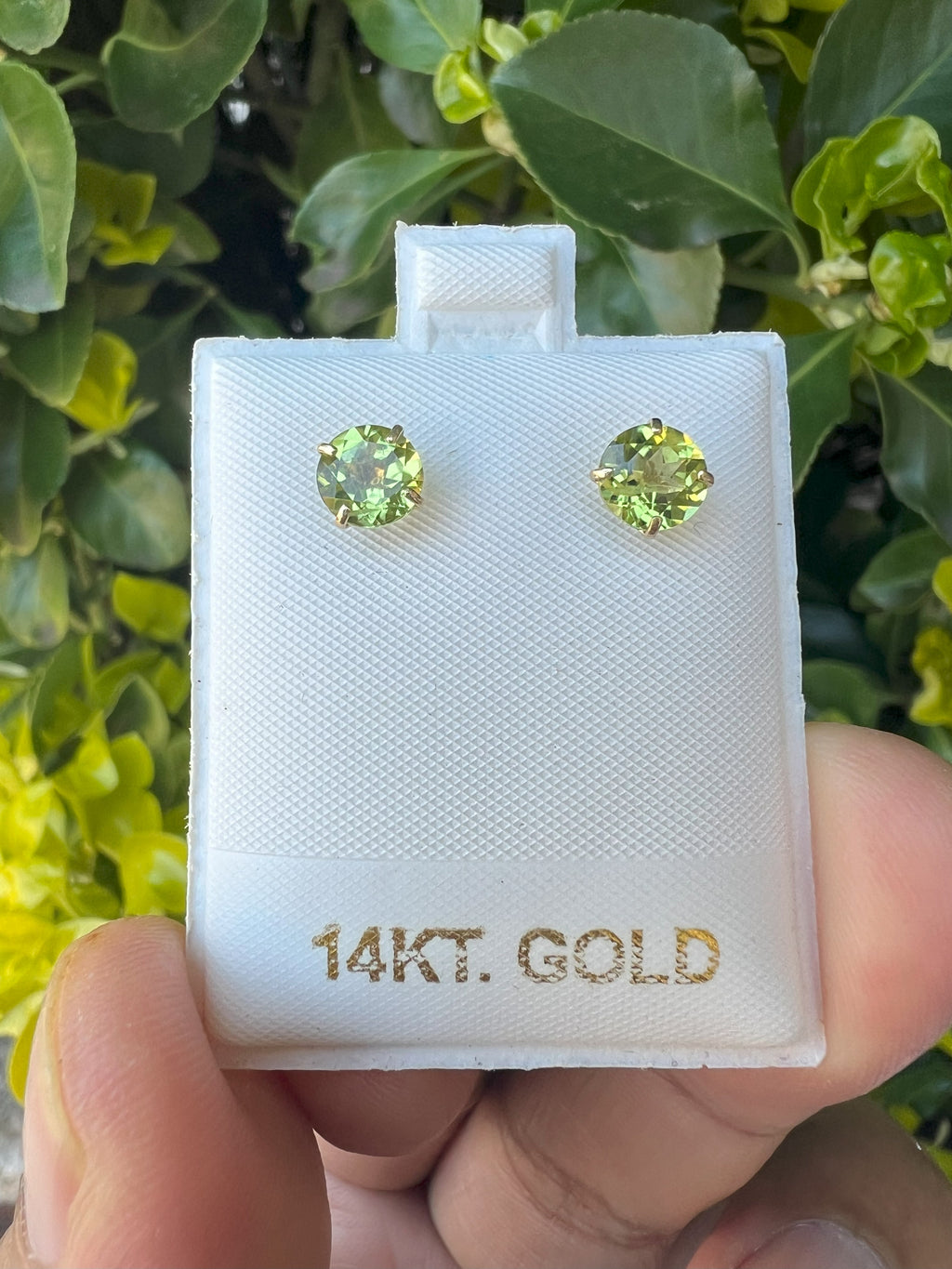 14K Yellow Gold Natural Peridot Stud, August Birthstone Earring