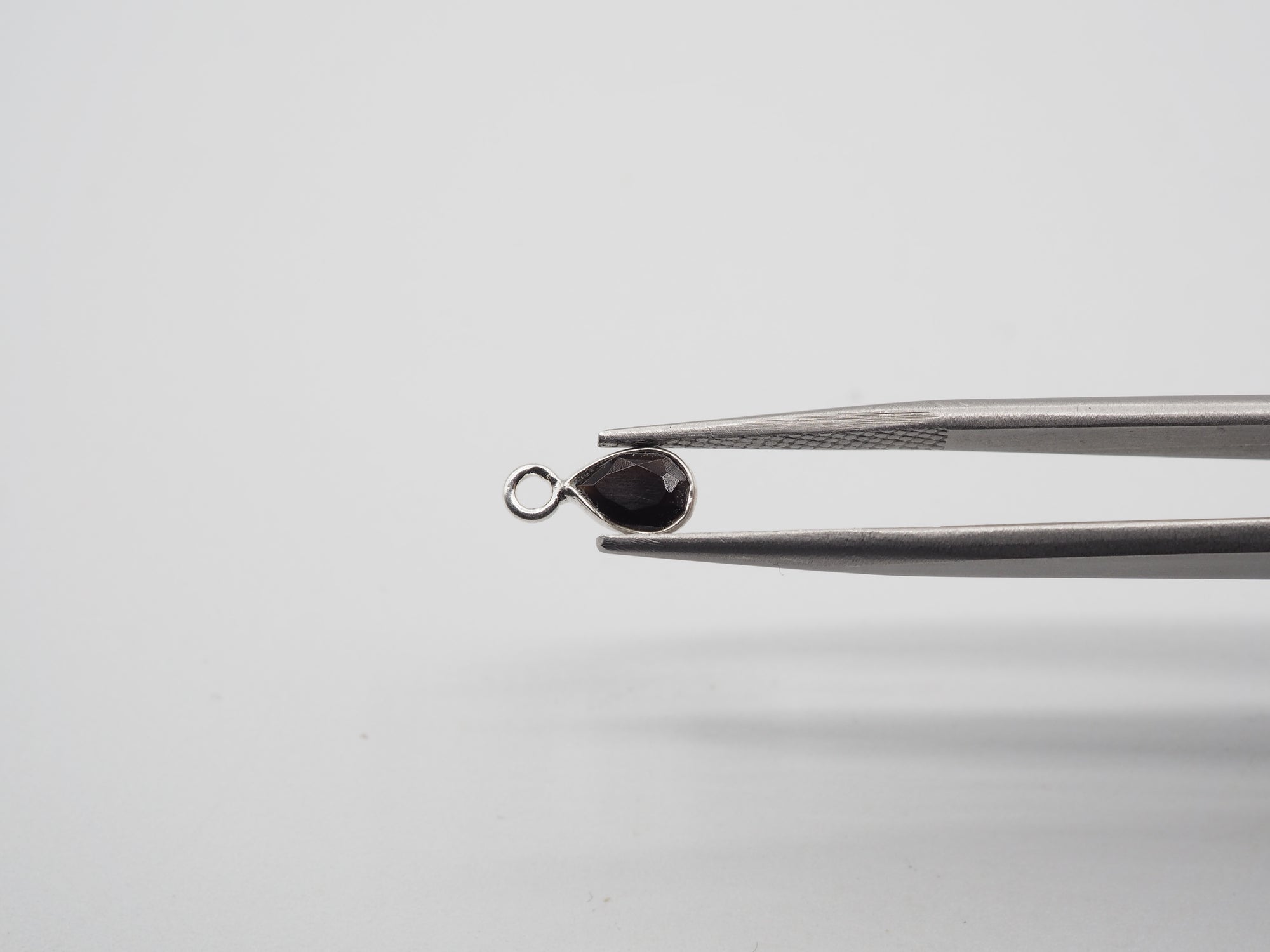Black Onyx Silver Bezel 6x4mm, Single Connector, Black Onyx Charm