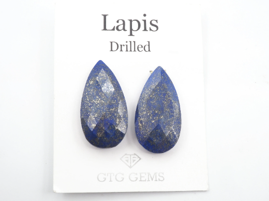 Lapis drilled matching pair Approximately 30x15mm