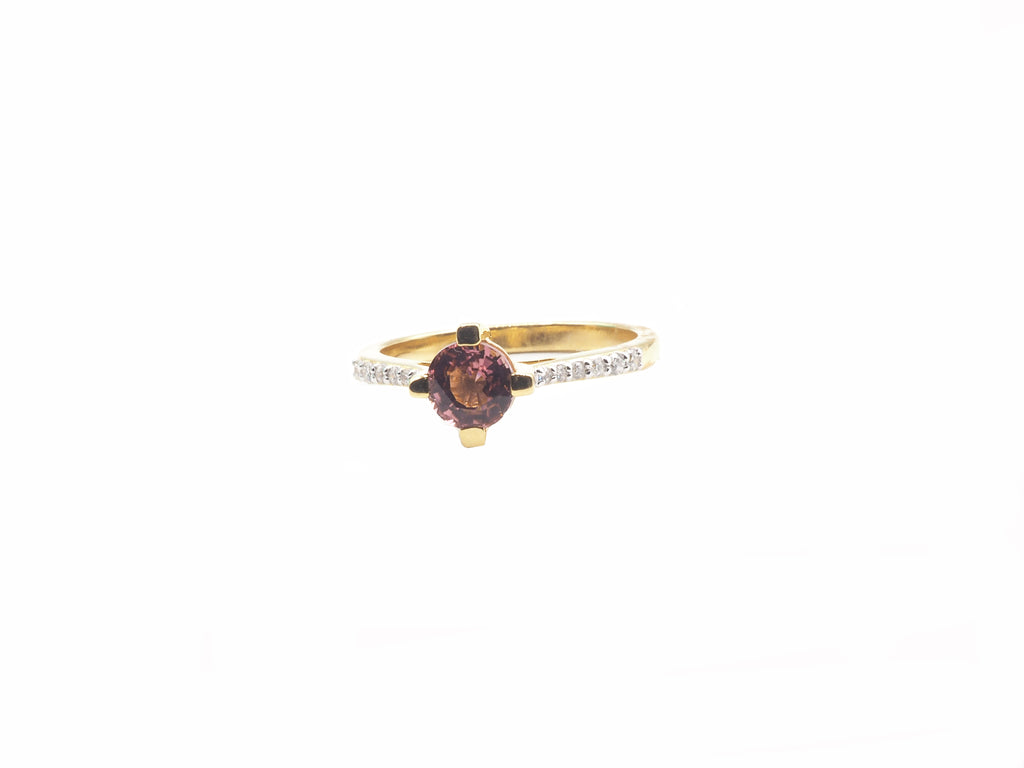 18K Yellow Gold Tourmaline with Diamond Ring