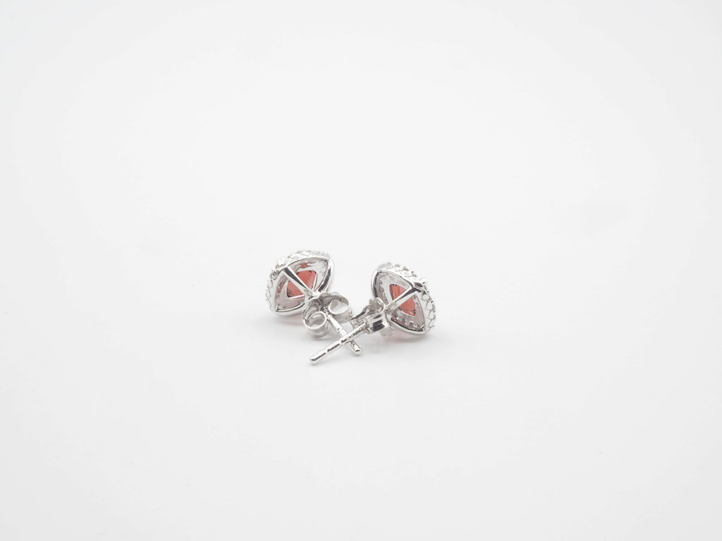 10K White Gold with Diamond Garnet Stud