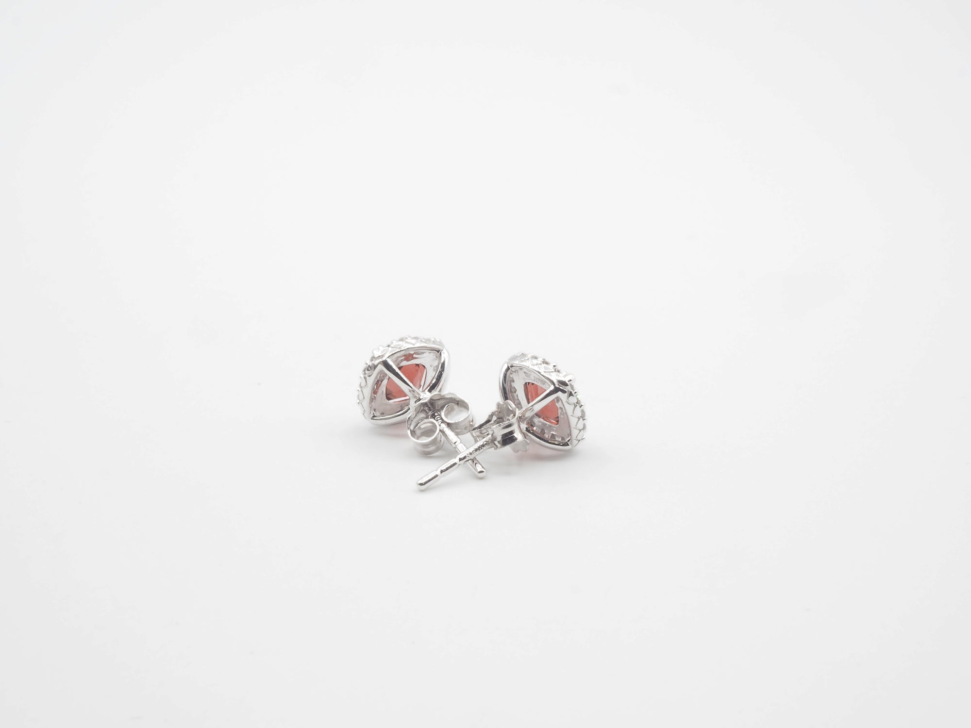 10K White Gold with Diamond Garnet Stud