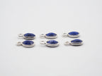 Lapis Silver Bezel 6x4mm, Single Connector, 925 Sterling Silver