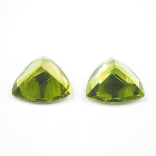 Peridot Trillion Shape 10 mm Matching Pair Approximately 6.17 Carat