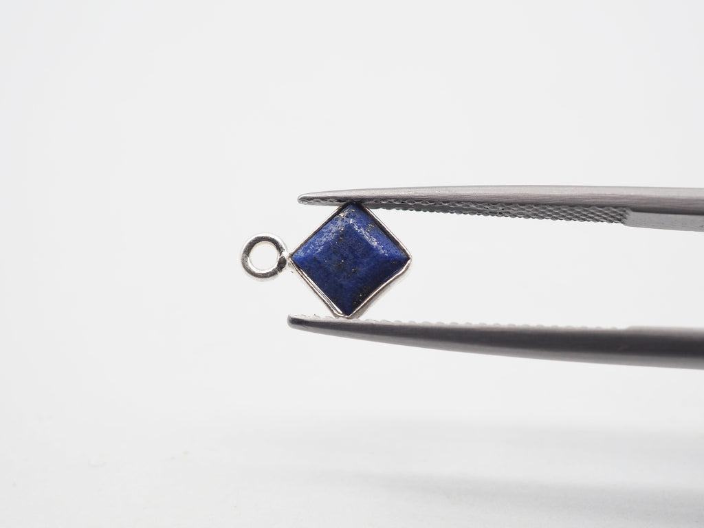 Lapis Silver Bezel 5mm , Single Connector, 925 Sterling Silver