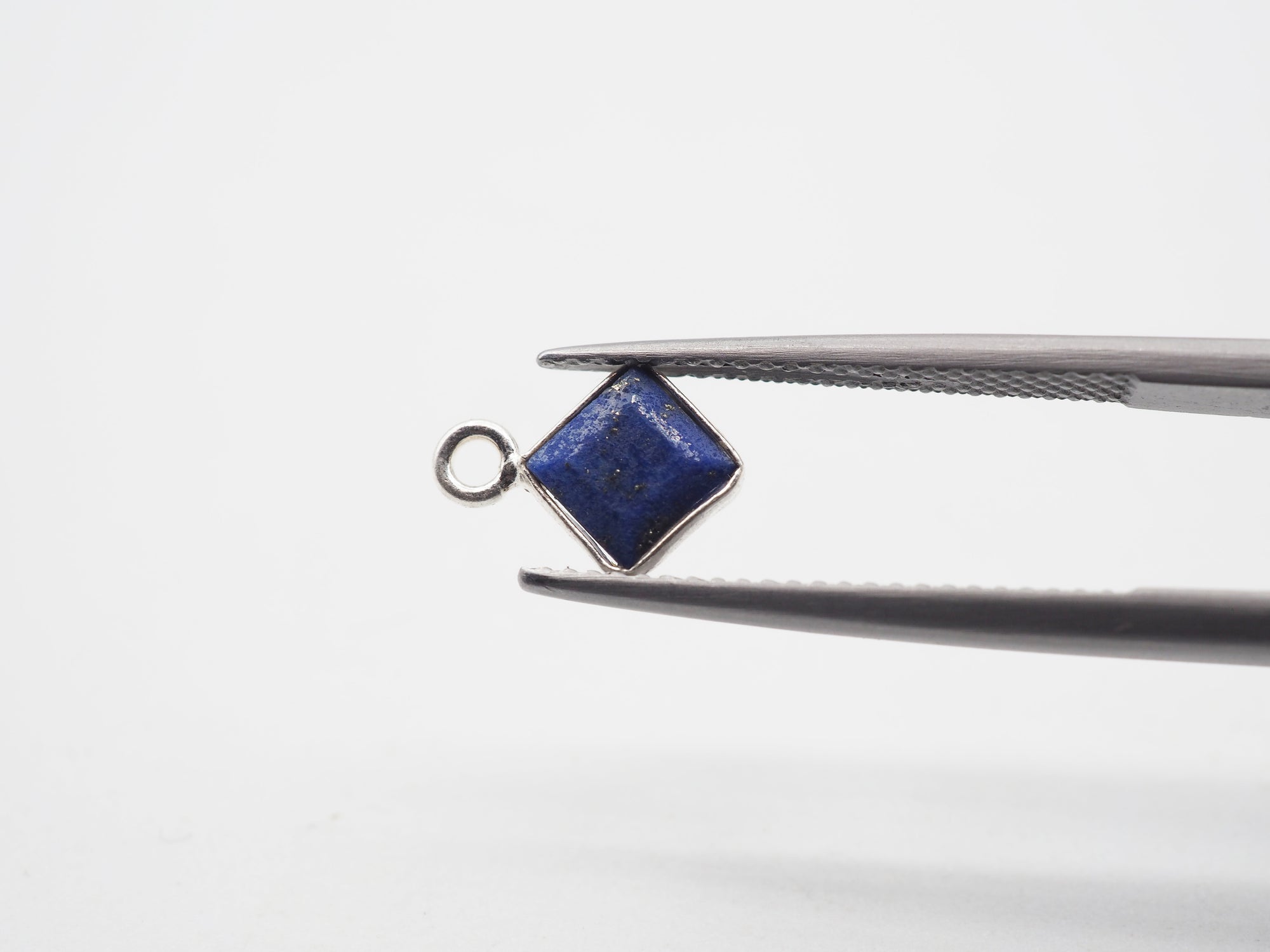 Lapis Silver Bezel 5mm , Single Connector, 925 Sterling Silver