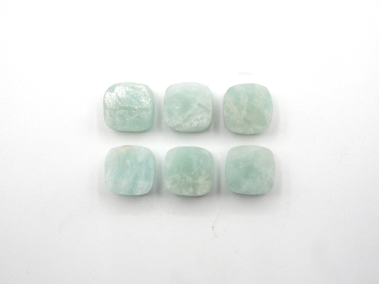 Natural Amazonite Cushion ,Raw Rough Gemstone Slice bottom flat, 8mm Approximately 15.50 Carat