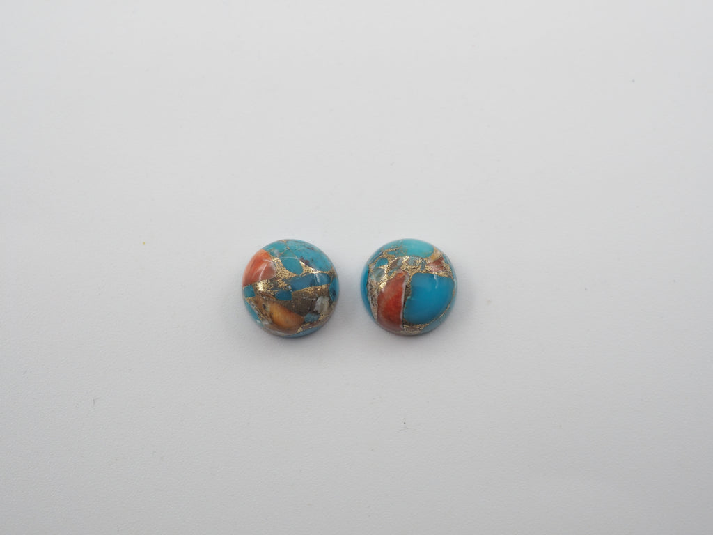 Oyster Copper Turquoise Cabochon Round 10mm Approximately 8.3 Carat (GTG-OT-19)