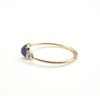 14K Yellow Gold Blue Sapphire with Diamond Ring