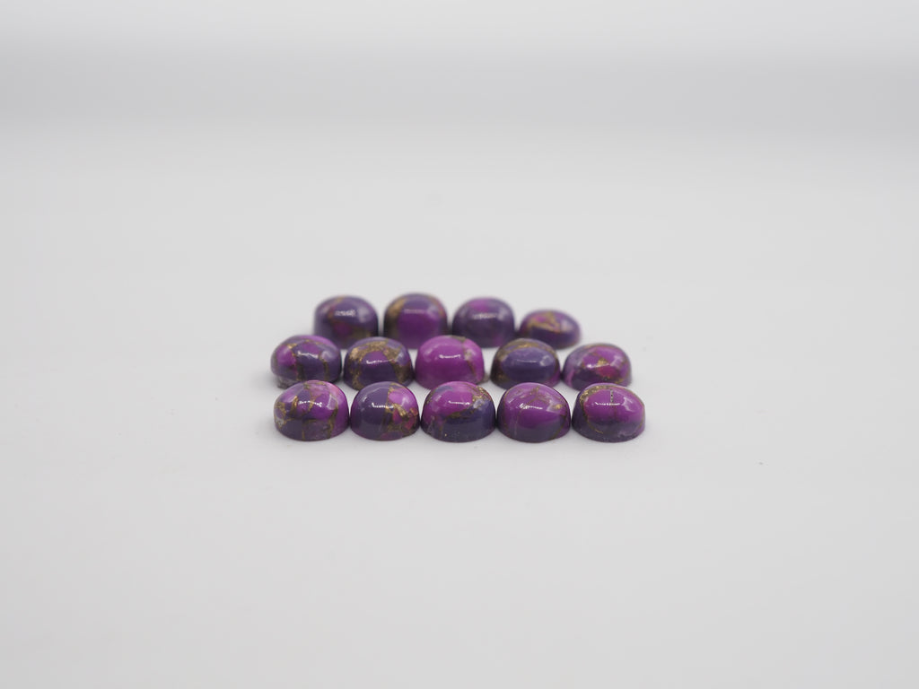 Purple Copper Turquoise Round Cabochon 5mm, 14 pieces, Approximately 7 Carat (GTG-PT-11)