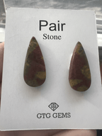 Heliotrope (Blood Stone) Teardrop Shape Matching Pair Cab