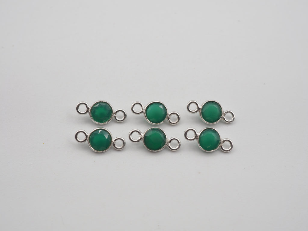 Green Onyx Silver Bezel 5 mm, Double Connector, Approximately 6.87 carat (GTG-SBO-12)