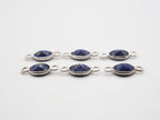 Lapis Silver Bezel 7x5mm , Double  Connector, 925 Sterling Silver