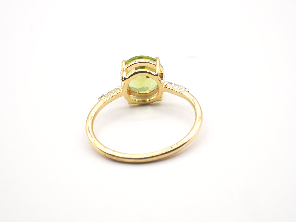 18K Yellow Gold Peridot with Diamond Ring ( BR 1659)