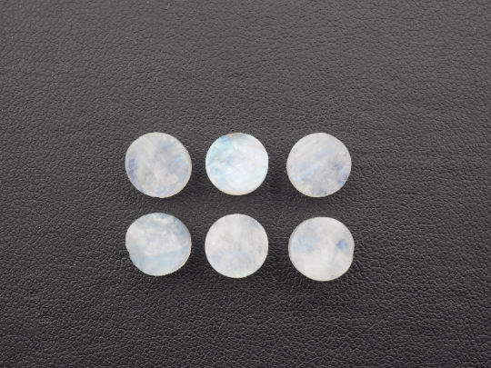 Natural Round Rainbow Moonstone Raw Rough Slice bottom flat, 8mm Approximately 21.77 Carat