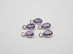 Amethyst Bezel  6x4 mm  Gemstone Connector, Amethyst Bezel, Amethyst  Charm, 925 Sterling Silver