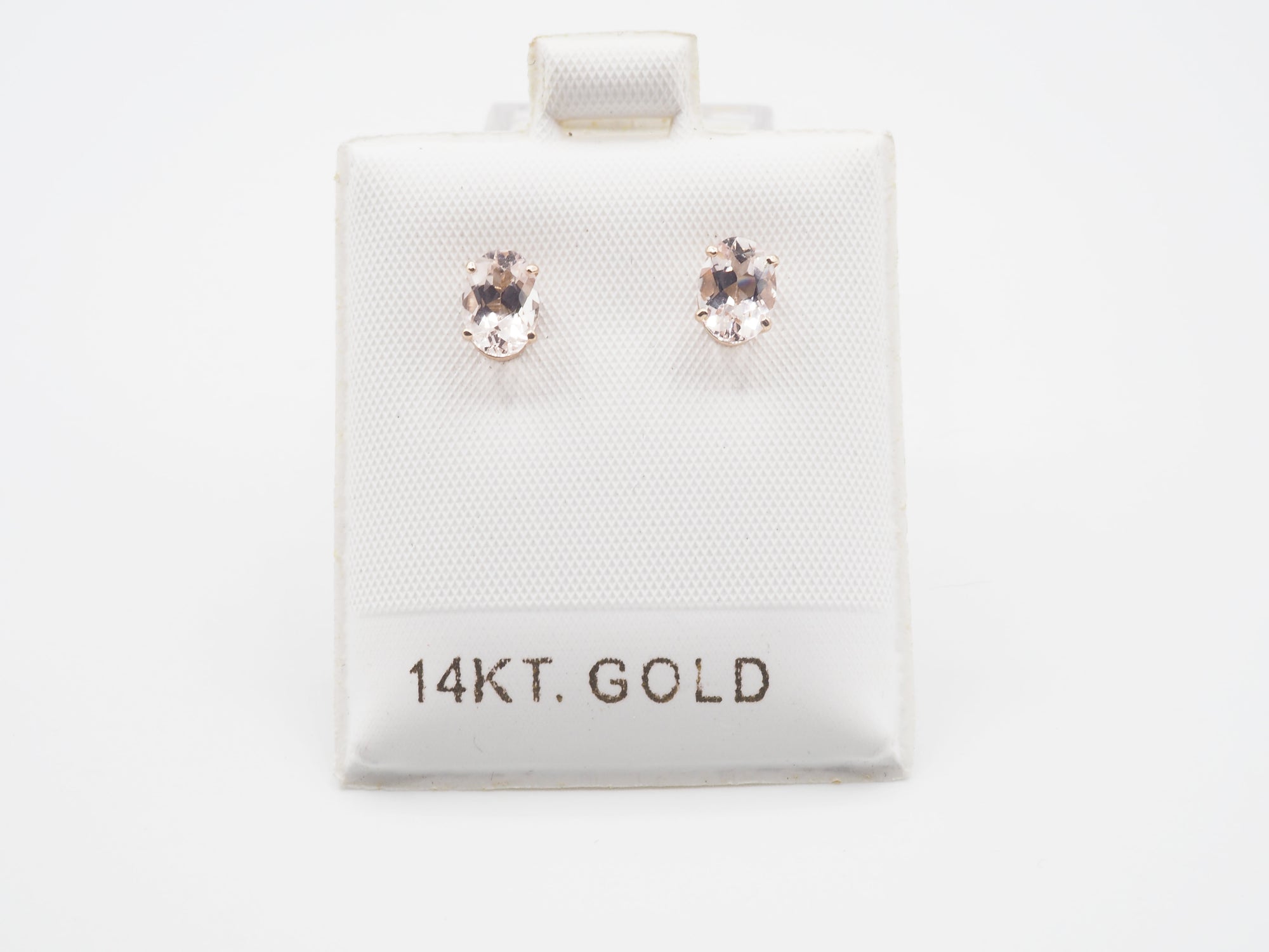 14K Rose Gold  Morganite Stud, Morganite Earring
