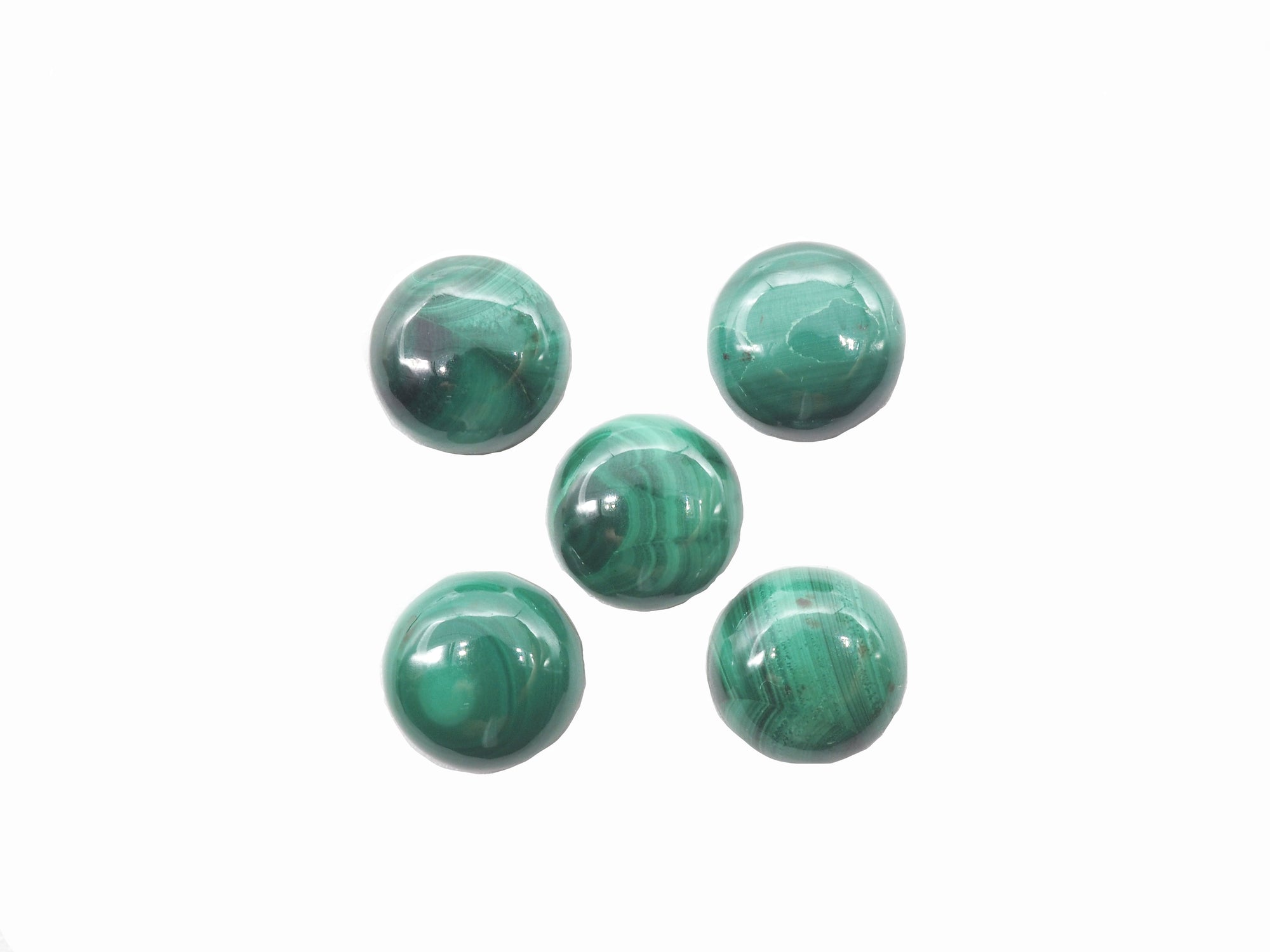 Malachite Round Cabs 9mm Approximately 15.44 Carat , 5 pieces