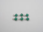 Green Onyx Silver Bezel 4x4 mm, Single Connector, Approximately 5.20 carat (GTG-SBO-10)