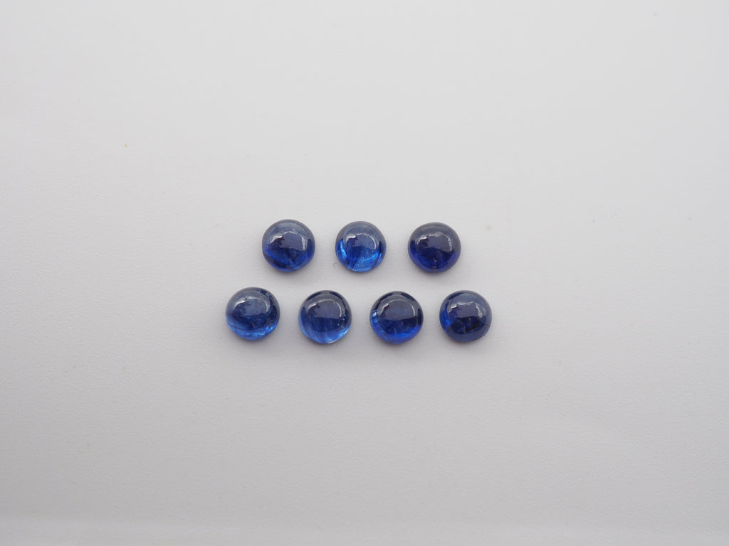 Blue Sapphire  Cabochon  Round Shape 5 mm 7 pieces, Approximately 5.90 Carat  (GTG-BSC-10)