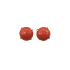 Coral  Round 5 mm Stud Earrings in 14K Yellow  Gold