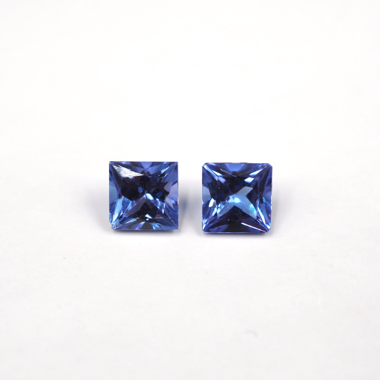 Tanzanite Square Shape 4.8 mm Matching Pair Approximately 1.43 Carat